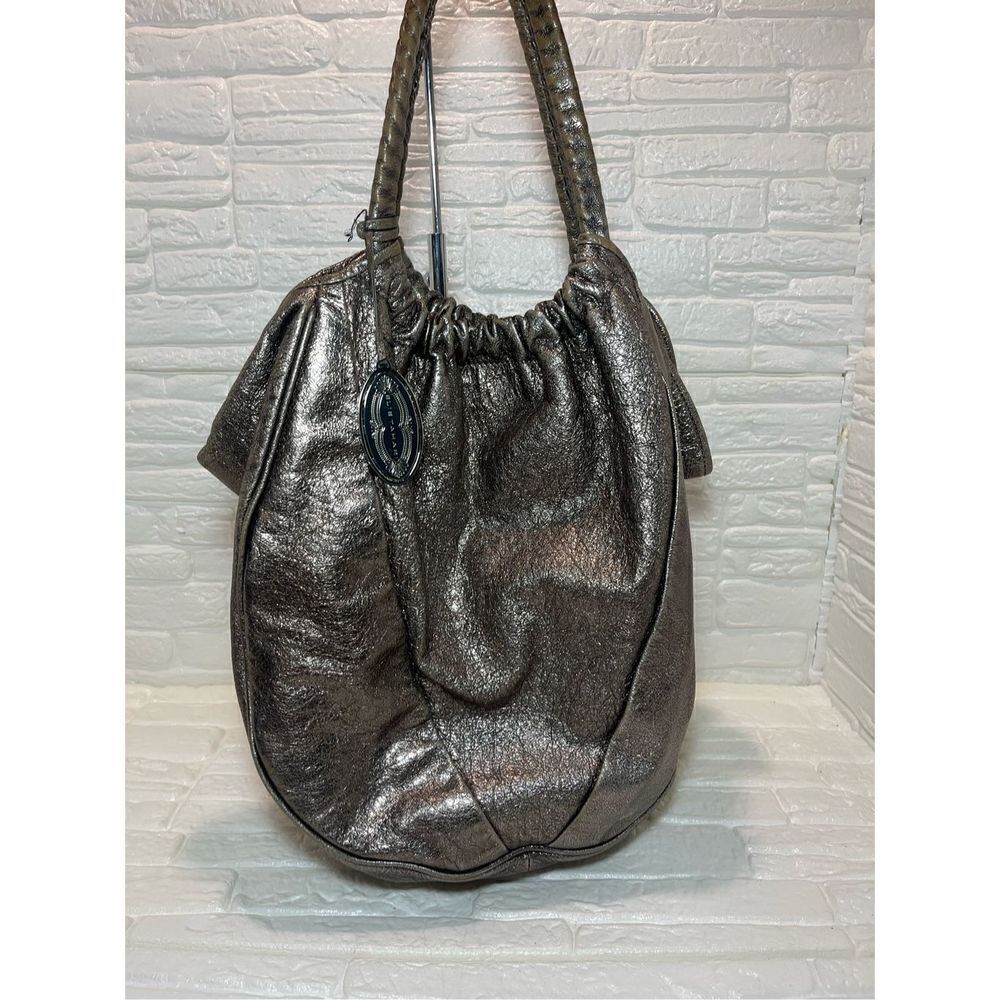 ELIE TAHARI Genuine Leather Metallic Gold HOBO Shoulder Bag Purse
